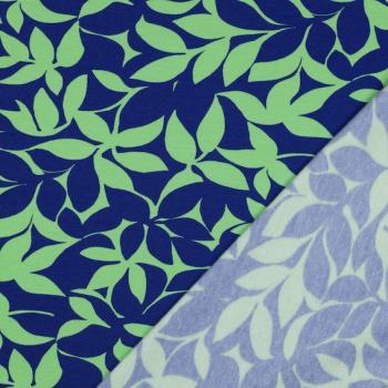 Preview: Sweat Baumwolle - Leaves Green Navy